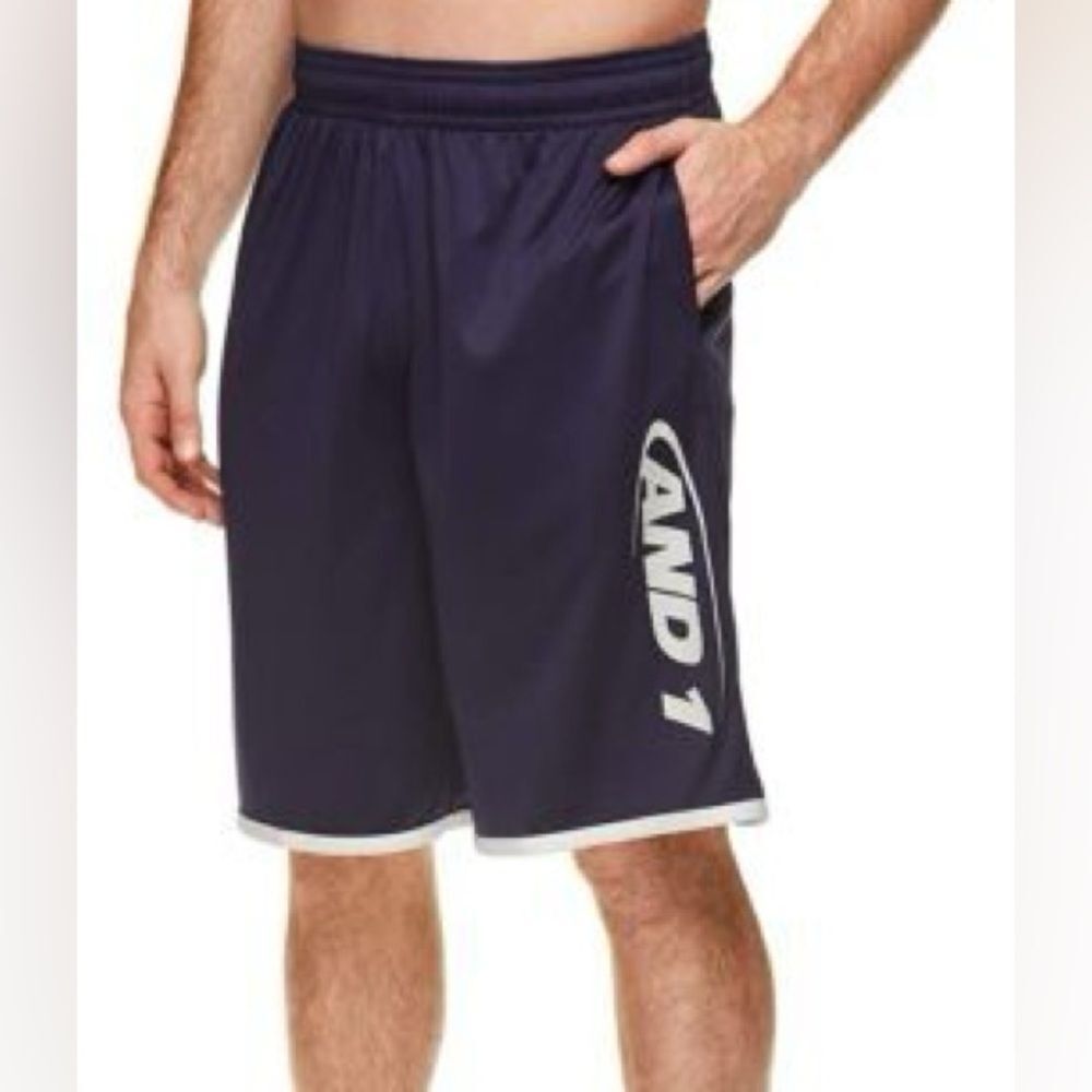 🔥AND1 Dark Blue Athletic Shorts Sz small New